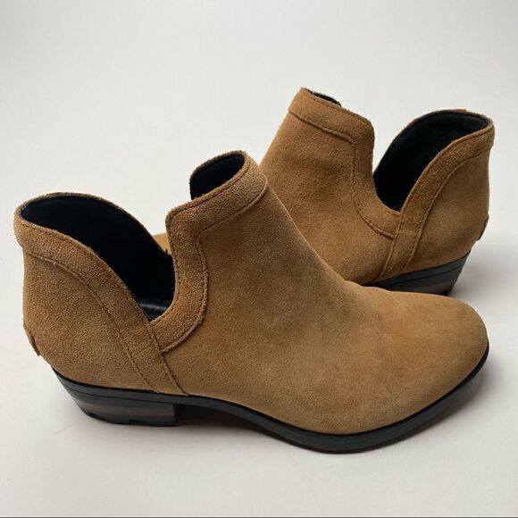 Sorel Lolla Cut Out Ankle Boots Camel Brown Elk 7 waterproof suede - Picture 1 of 6